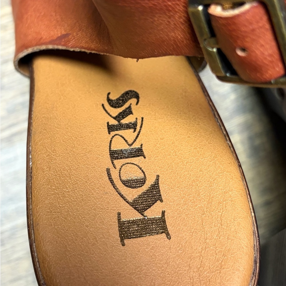 Korks Arden Platform Block Heel Slingback Peep Toe Stud Faux Leather Sandals 8 - Picture 14 of 14